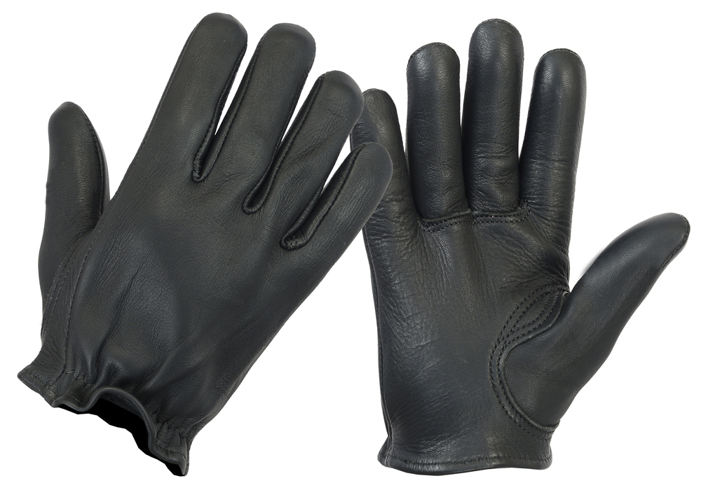 Premium Black Deerskin Zipper Leather Gloves for Motorcycle, Military, and Police Use