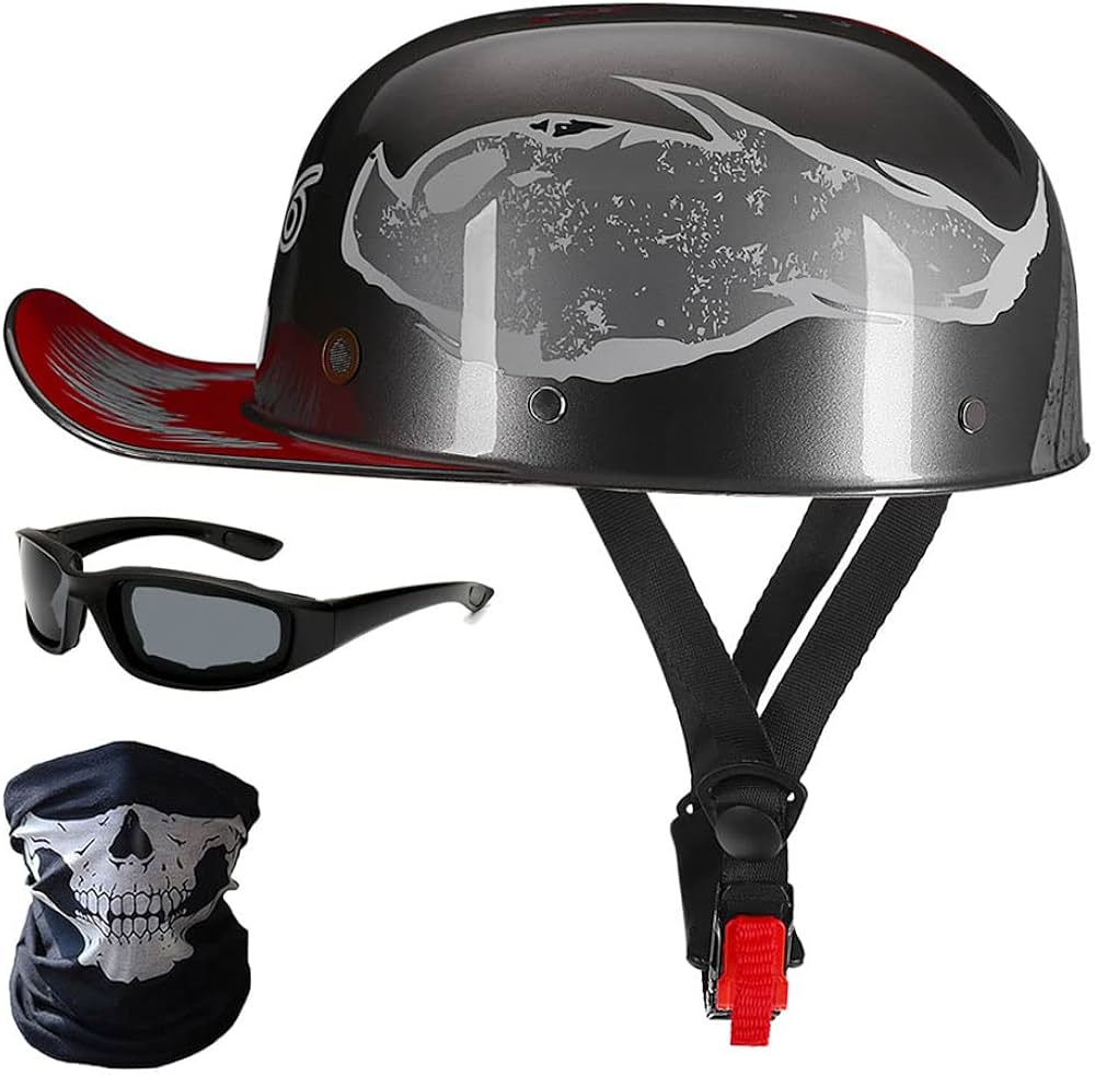 Retro Baseball Cap Motorcycle Helmet for Men & Women - DOT Certified