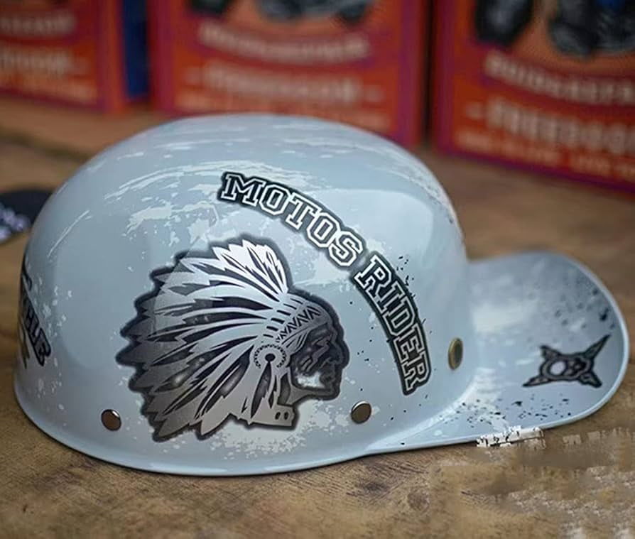 Retro Baseball Cap Motorcycle Helmet for Men & Women - DOT Certified
