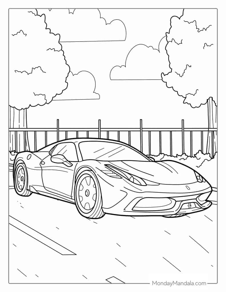 Download & Print Sports Car Coloring Pages for Kids – Free and Fun!