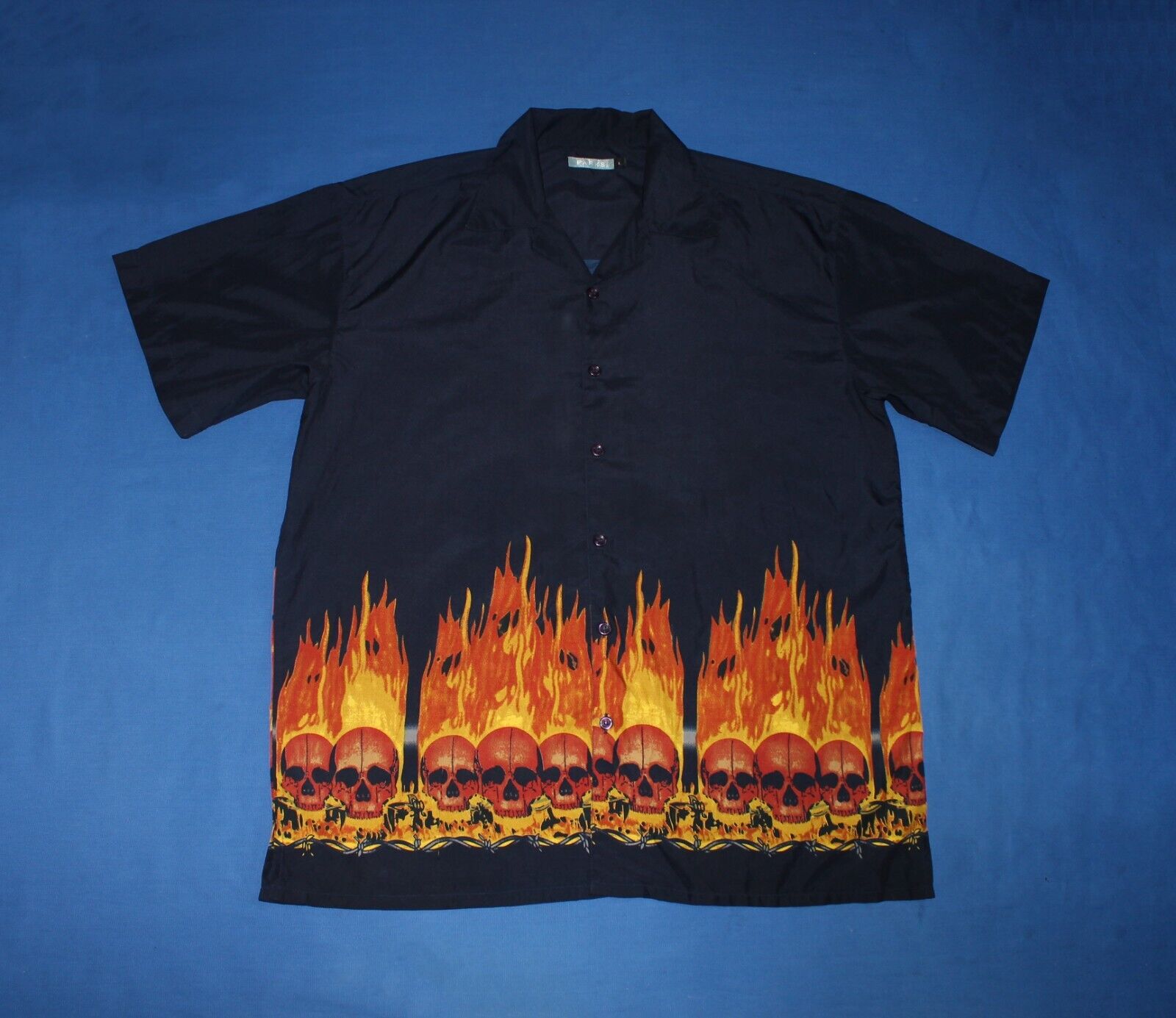 Mens Burning Skull Motorcycle Button Down Shirt for Sale – Get Yours Now
