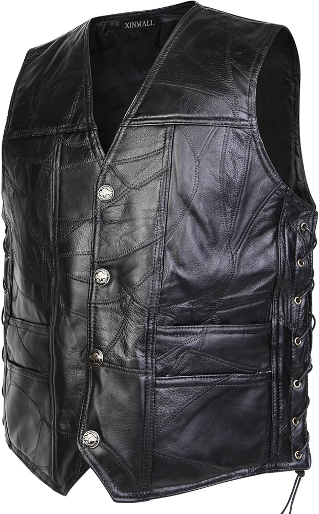 Classic Club Style Mens Big and Tall Leather Motorcycle Vests