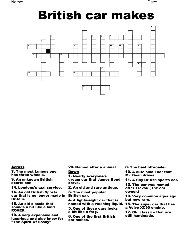 Solve the Ultimate British Sports Cars Crossword Challenge
