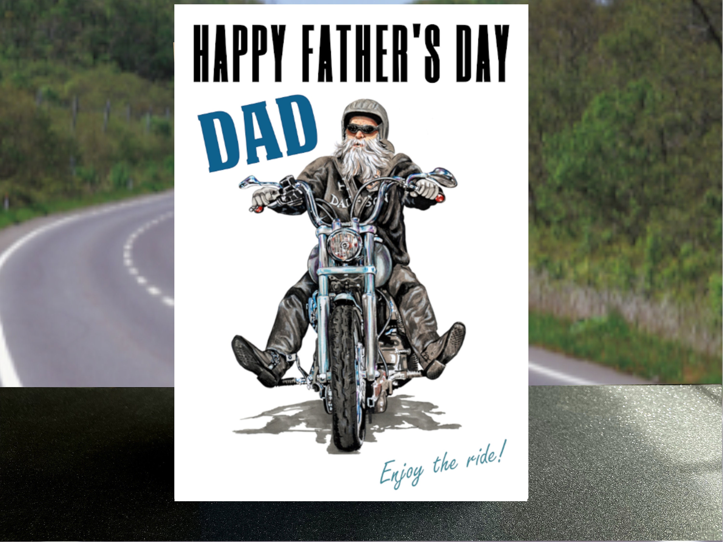 Unique Fathers Day Card with Motorcycle Greetings to Make Him Smile